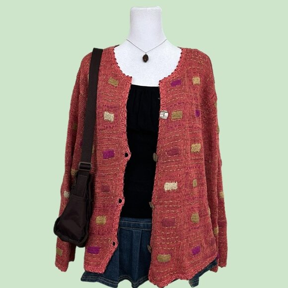 y2k boho girly granola knit cardigan - Picture 1 of 8